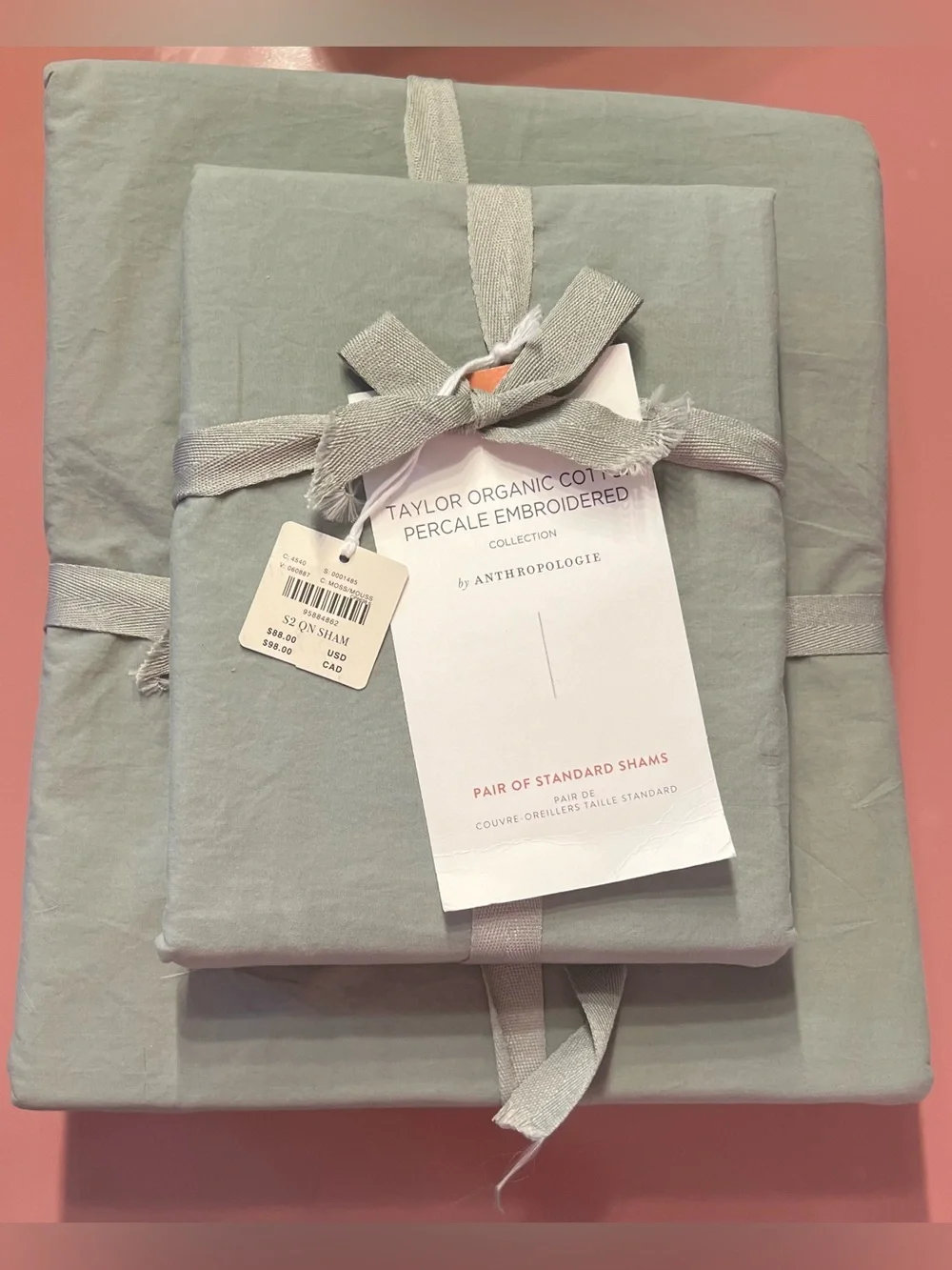 Anthropologie Taylor Organic Cotton Percale Embroidered Duvet, Queen, Moss